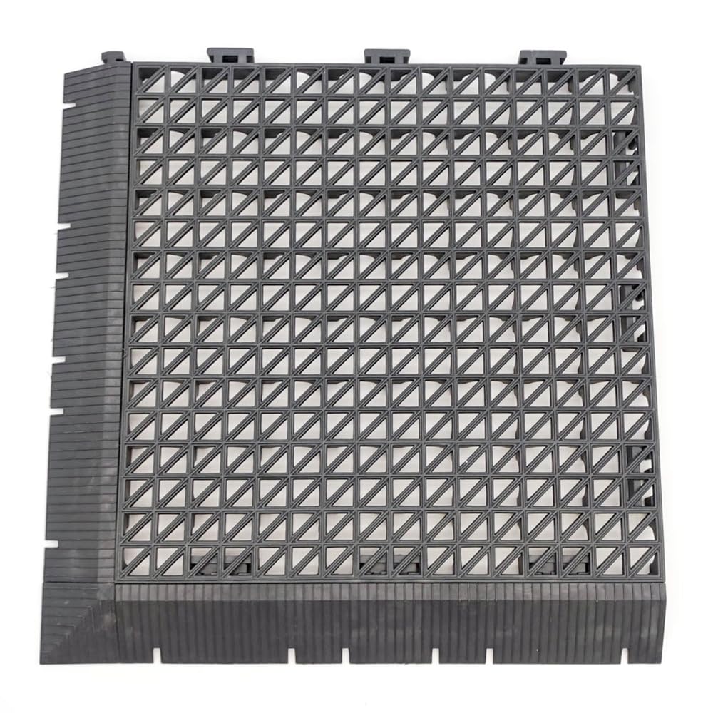 Kit 2 Rampas + Esquinera PVC Reforzado Gris Oscuro 33x5x2cm Accesorio Losetas Reforzadas
