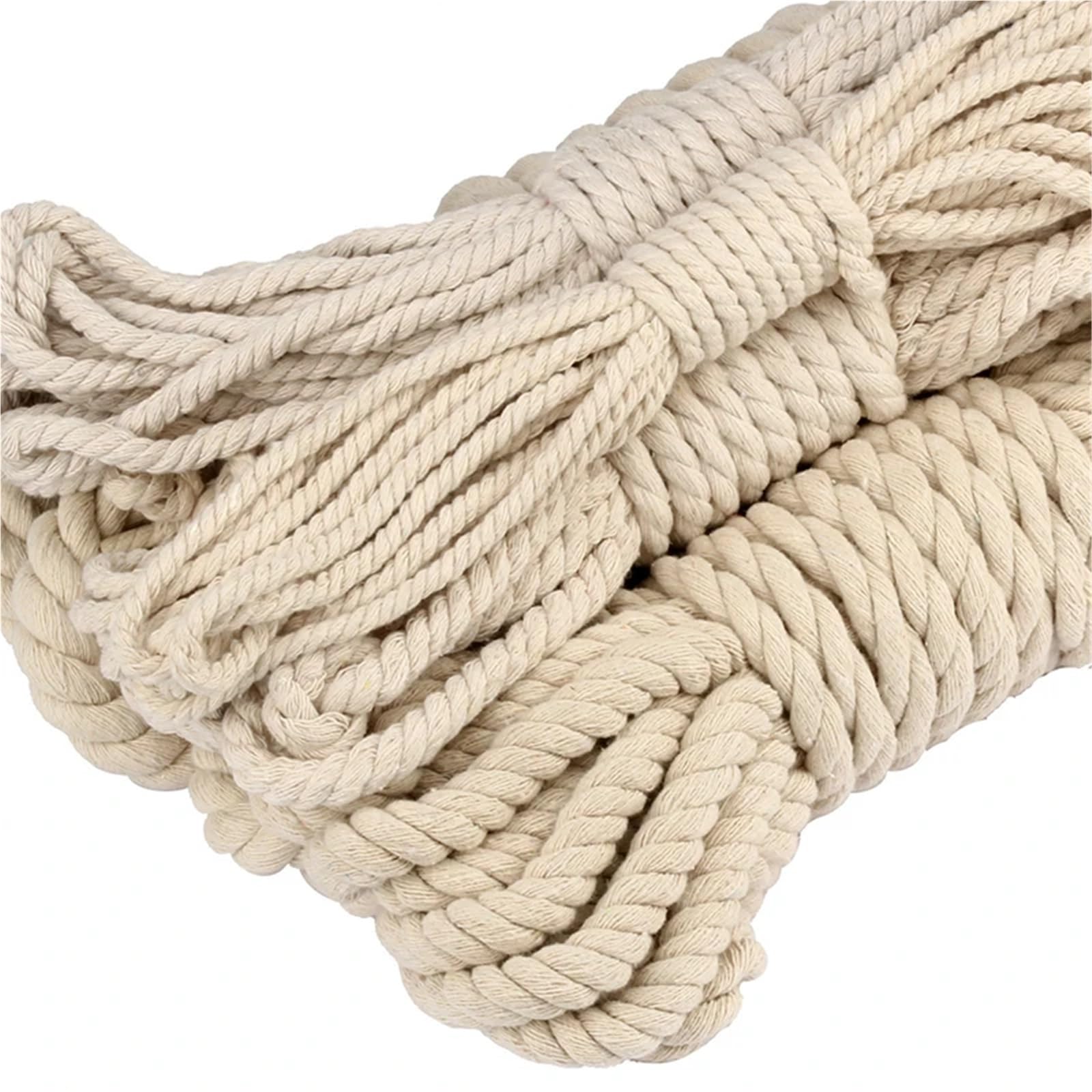 Makramee Garn 2/5/10M Beige 5-20mm geflochtene Makrameeschnur 3 Anteile Baumwollseil gedrehte Seile Faden dekorative Schnurtasche