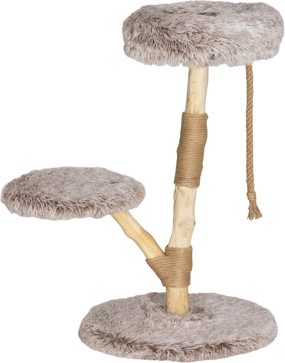 Cat Tree with Jute Scratching Posts, Stable Particleboard Base, and Plush Beds