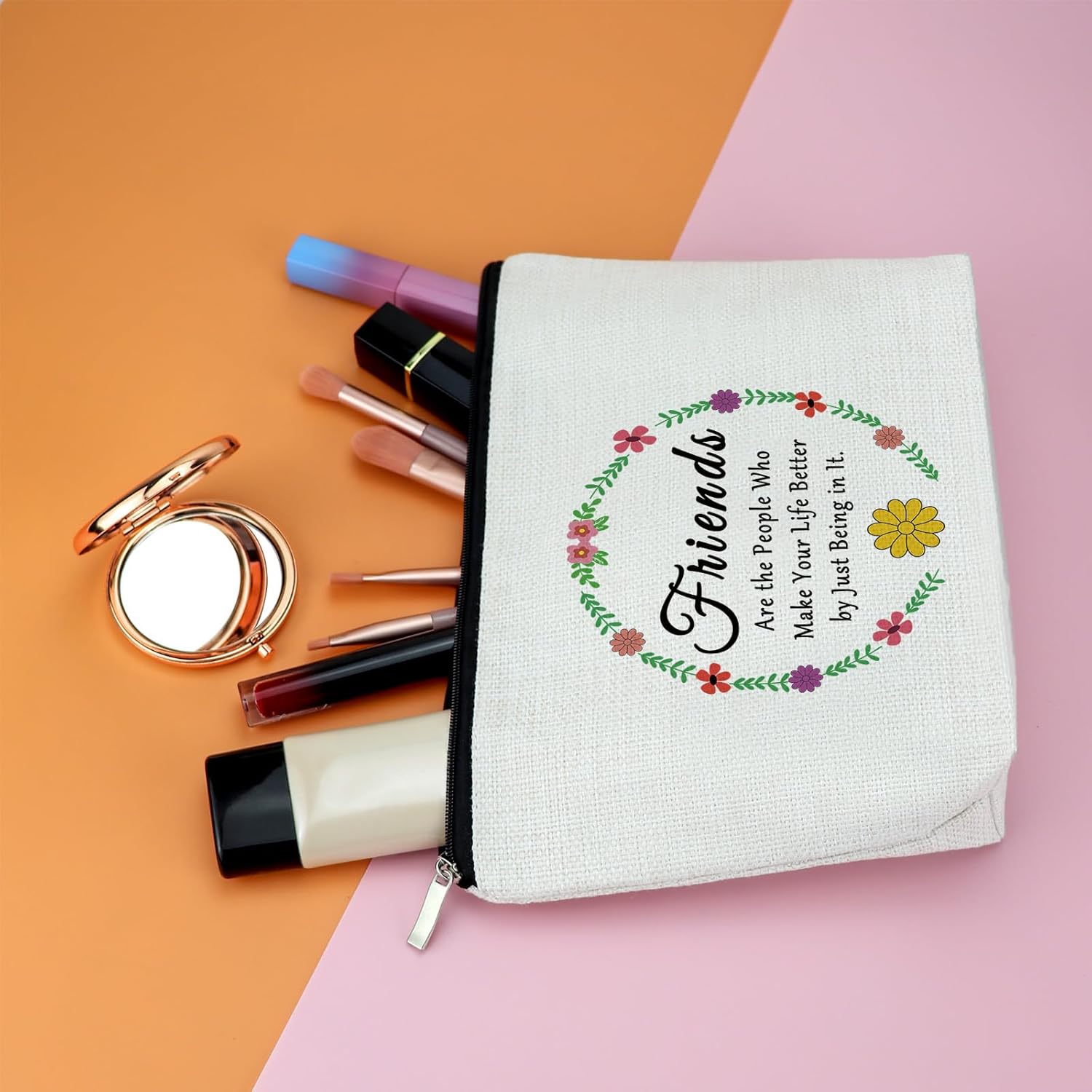 Friendship Gifts for Women Makeup Bag Birthday Gifts Idea for Best Friends Besties Aunt Female Mom Daughter Sister BFF Thank You Gift for Her Cosmetic Bag Graduation Christmas Gift Toiletry Pouch - Image 5