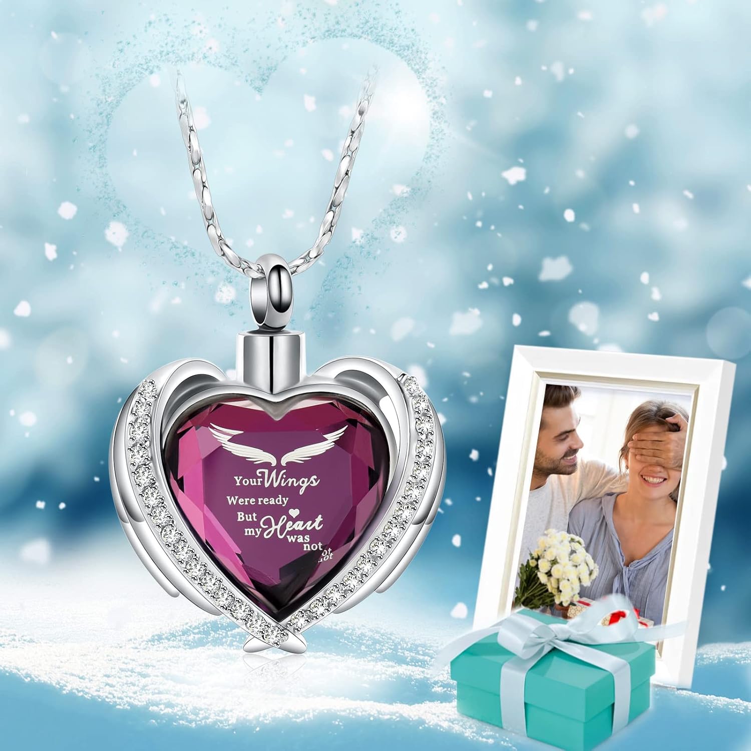 Imrsanl Cremation Jewelry for Ashes Pendant - Crystal Heart Urn Necklace with Mini Keepsake Urn Memorial Ash Jewelry - Image 7