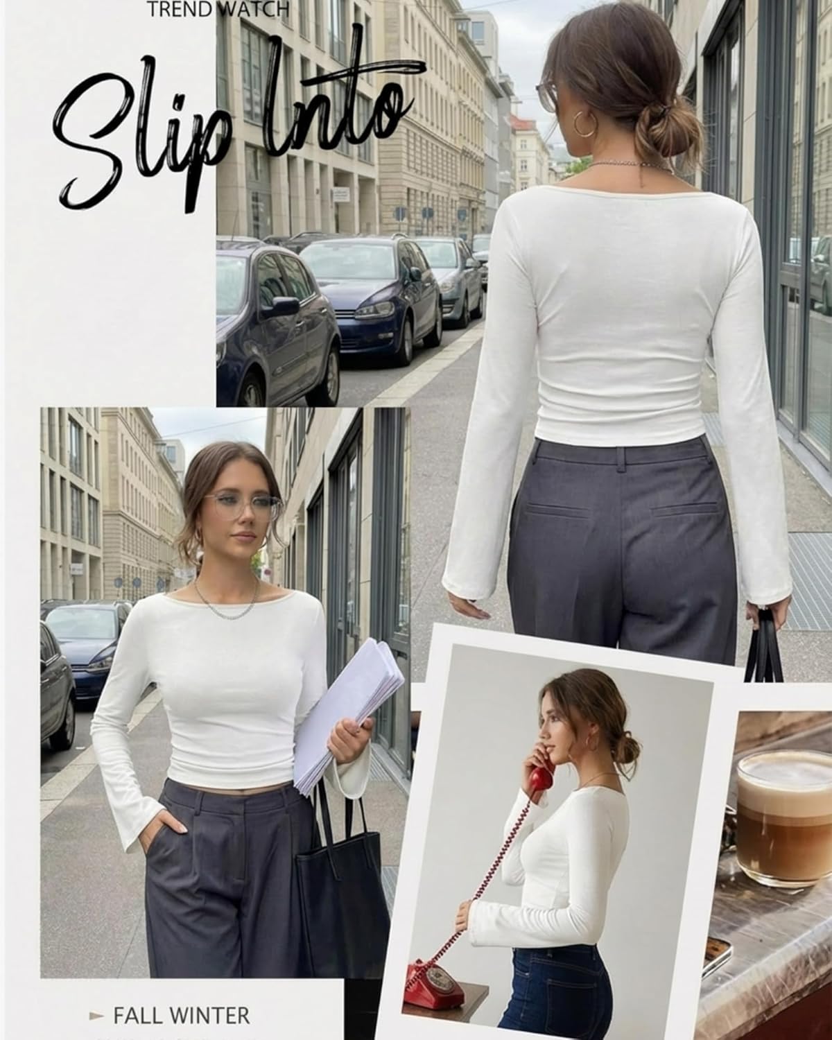 Simlakey Women's Long Bell Sleeve Shirt 2026 Spring Fashion Casual Going Out Top Boat Neck Blouse Slim Fitted Ruched Y2K Top - Image 4