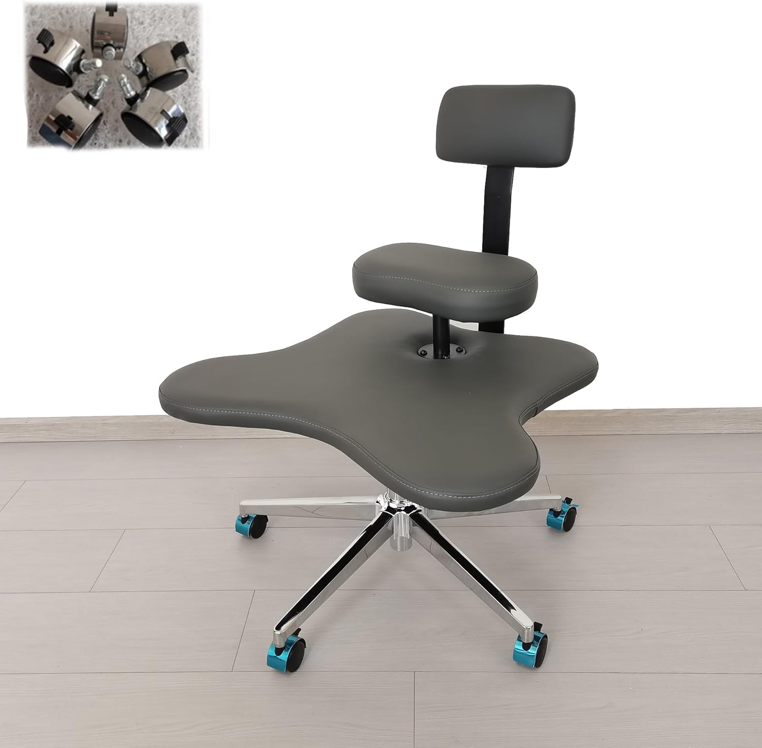 Office Chair Cross Legged Chair，Height Adjustable Cross Legged Chair with Wheels, Ergonomic Sitting Kneeling Chair with Back Support for Office Home, Meditation Chairs for Adults, Gray Black