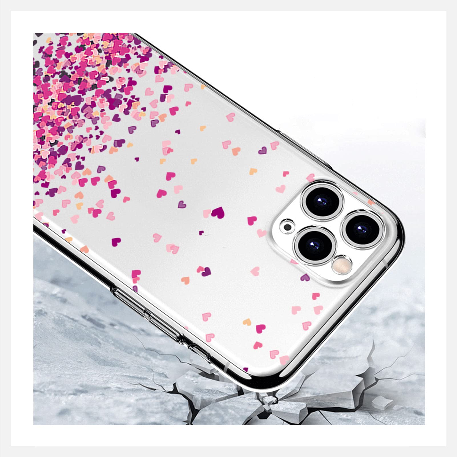 IJTYHF Cover for Doogee N55 Pro (6.56 inch) Screen Protector and Soft Silicone Shell Transparent Phone Case TPU Bumper - Tempered Glass 9H Hardness Protective Film -A lot of Love