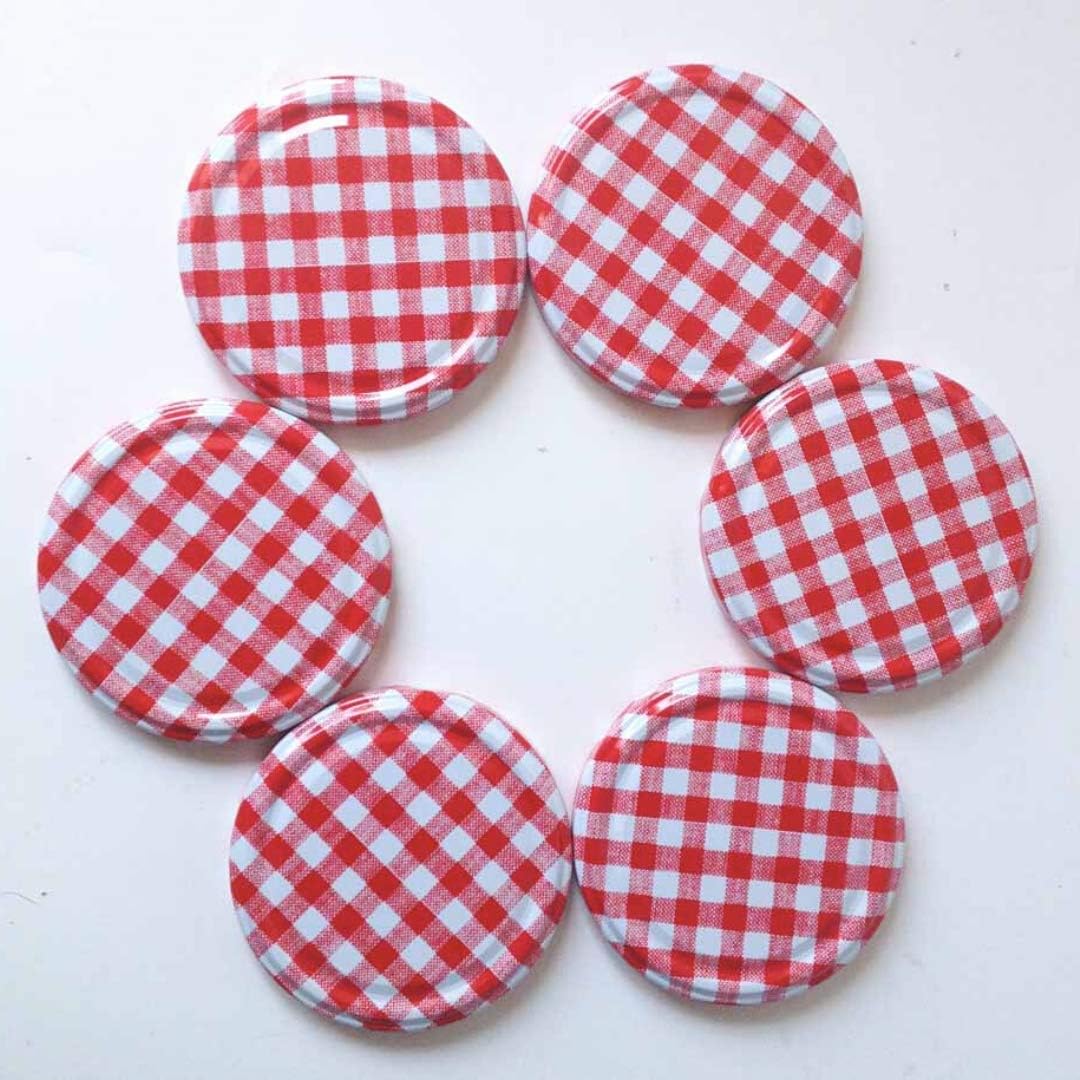 Nutley's 63mm Diameter Gingham Lid for Jam Jars - Red (Pack of 12)