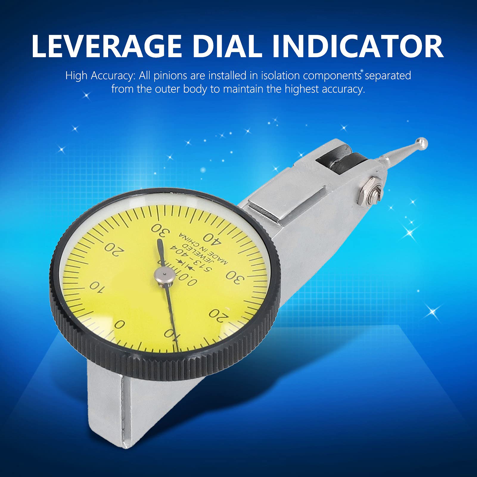 Comparateur à Cadran, 0-0,8 mm Comparateur à Levier, Comparateur Mécanique Haute Précision, Comparateur Mecanique en Acier Inoxydable, pour L'Inspection des Usinages Mécaniques