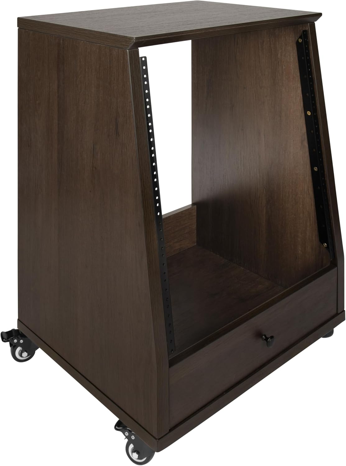 Gator Frameworks Elite Furniture Series 12U Angled Studio Rack with Locking Casters, Dark Walnut Brown Finish (GFW-ELITESTUDIORK12-BRN)