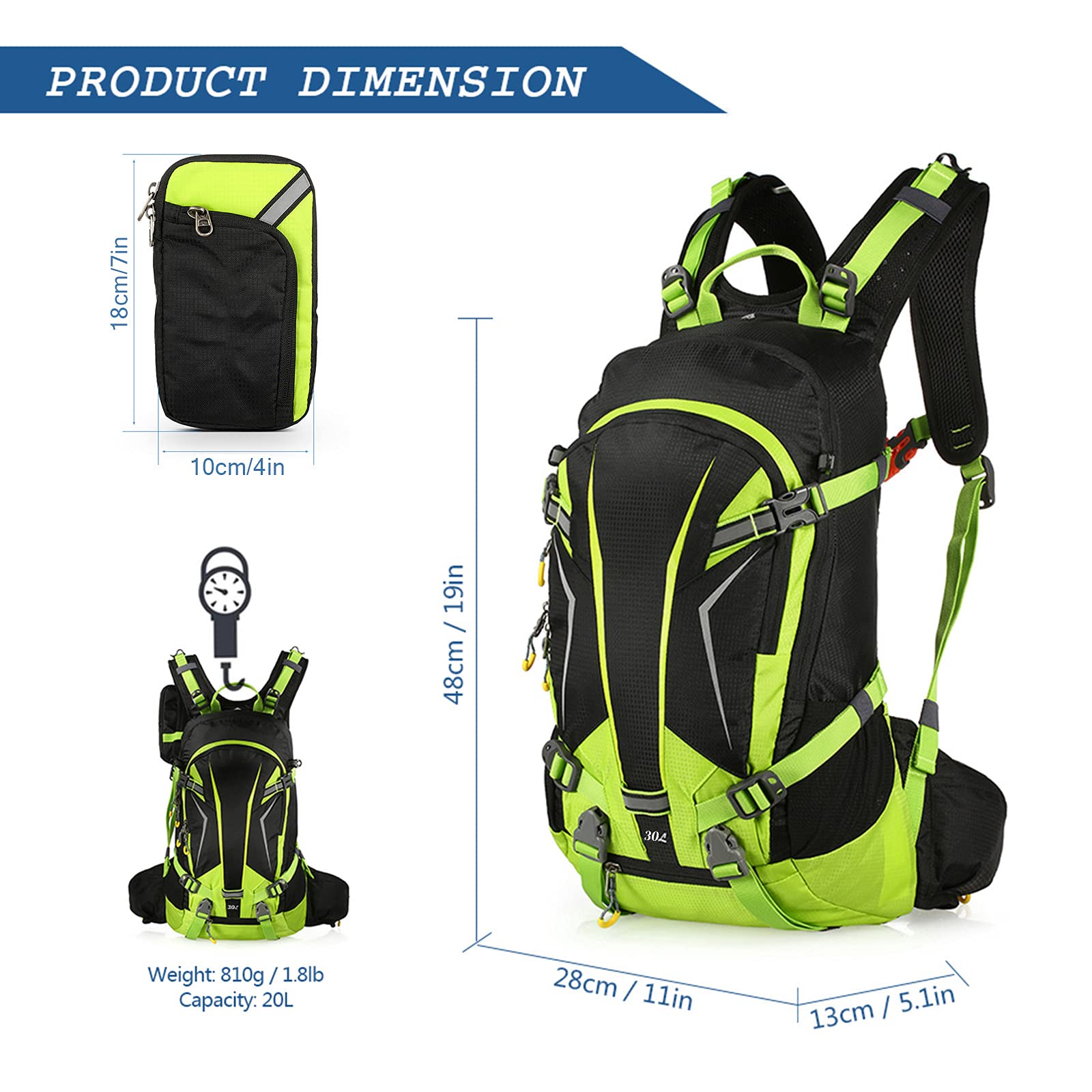 TOMSHOO Mochila Ciclismo 20L/30L Impermeable para Excursionismo Ciclismo Alpinismo Senderismo Camping al Aire Libre con Cubierta de Lluvia y del Casco