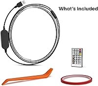 Vista 6 de Feit Electric 5ft Indoor LED Light Strip, Dimmable, 0.1-Inch Wide, Multi-Color Chasing, USB-Powered, Filling & Stacking Patterns for Car Dashboards