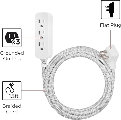Vista 31 de Cable de extensión para estación de carga de USB Cordinate 41691, de diseño, conector múltiple con protección de sobrecarga eléctrica 2 tomas