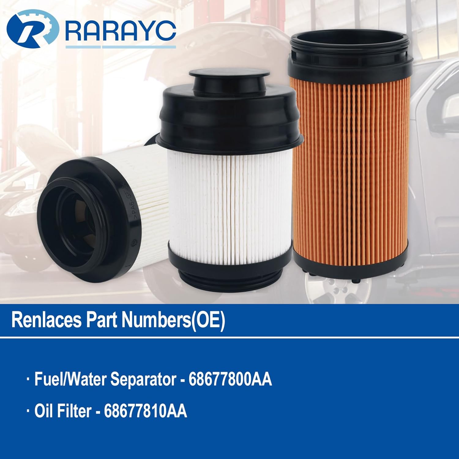 2025 2026 6.7 Cummins Fuel Filter Water Separator Set Compatible with Ram 2500 3500 4500 5500 6.7L Turbo Diesel Engines Replaces 68677800AA 68677810AA