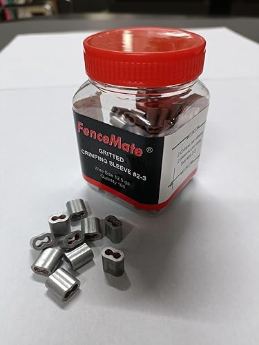 Miniatura 7 de FenceMate Mangas de lazo de crimpado de aleación de aluminio #2-3 para empalmar y unir cables o cuerdas metálicos, apretadas con fuerza de sujeción