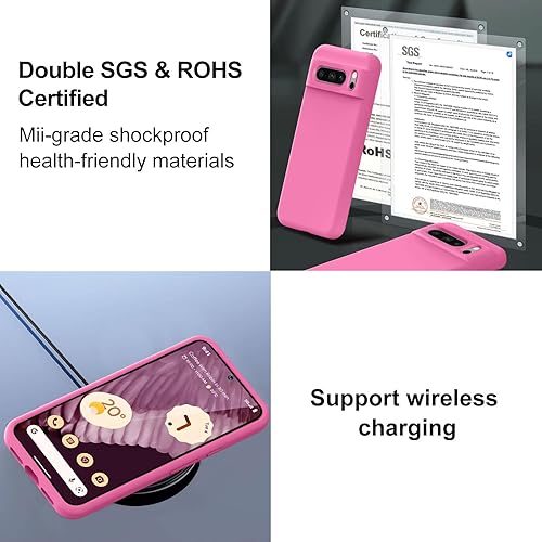 Miniatura 7 de Funda compatible con Google Pixel 8 Pro, silicona líquida Defender mejorada, forro de microfibra suave, funda protectora delgada a prueba de golpes