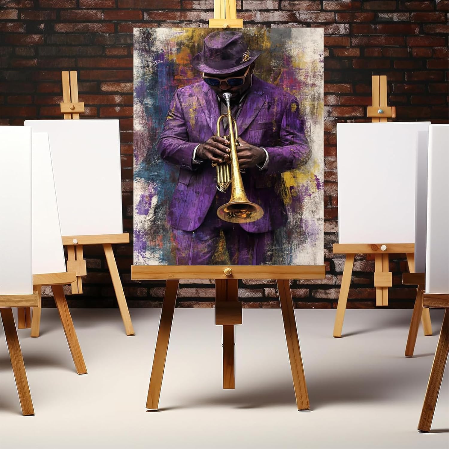 XTXGERL Vibrant Jazz Trumpet Player Paint by Numbers Kit for Adults, Modern Aesthetic Paint by Number on Canvas, Abstract Art Digital Oil Painting Kits Suitable for Home Wall Decoration Gift 16"x20"