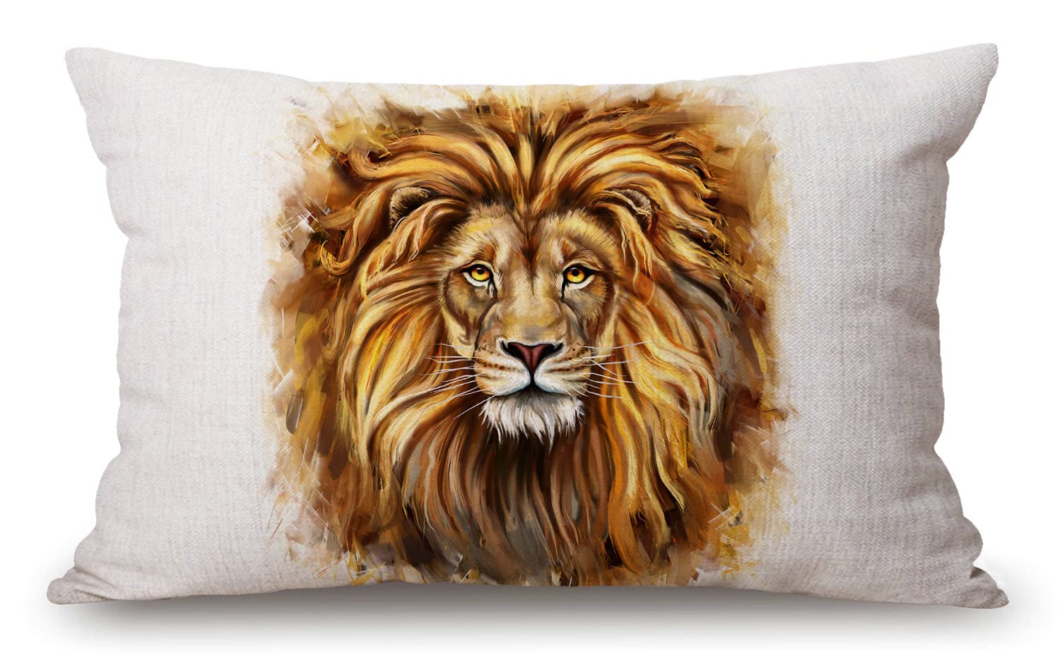 Solekla Jcp02 Lion Head Lumbar Throw Pillow Cover 12X20 Inch Decorative Bedroom Living Room Forest King Face Wild Animal Rectanglar Cushion Case For Bed Sofa Couch