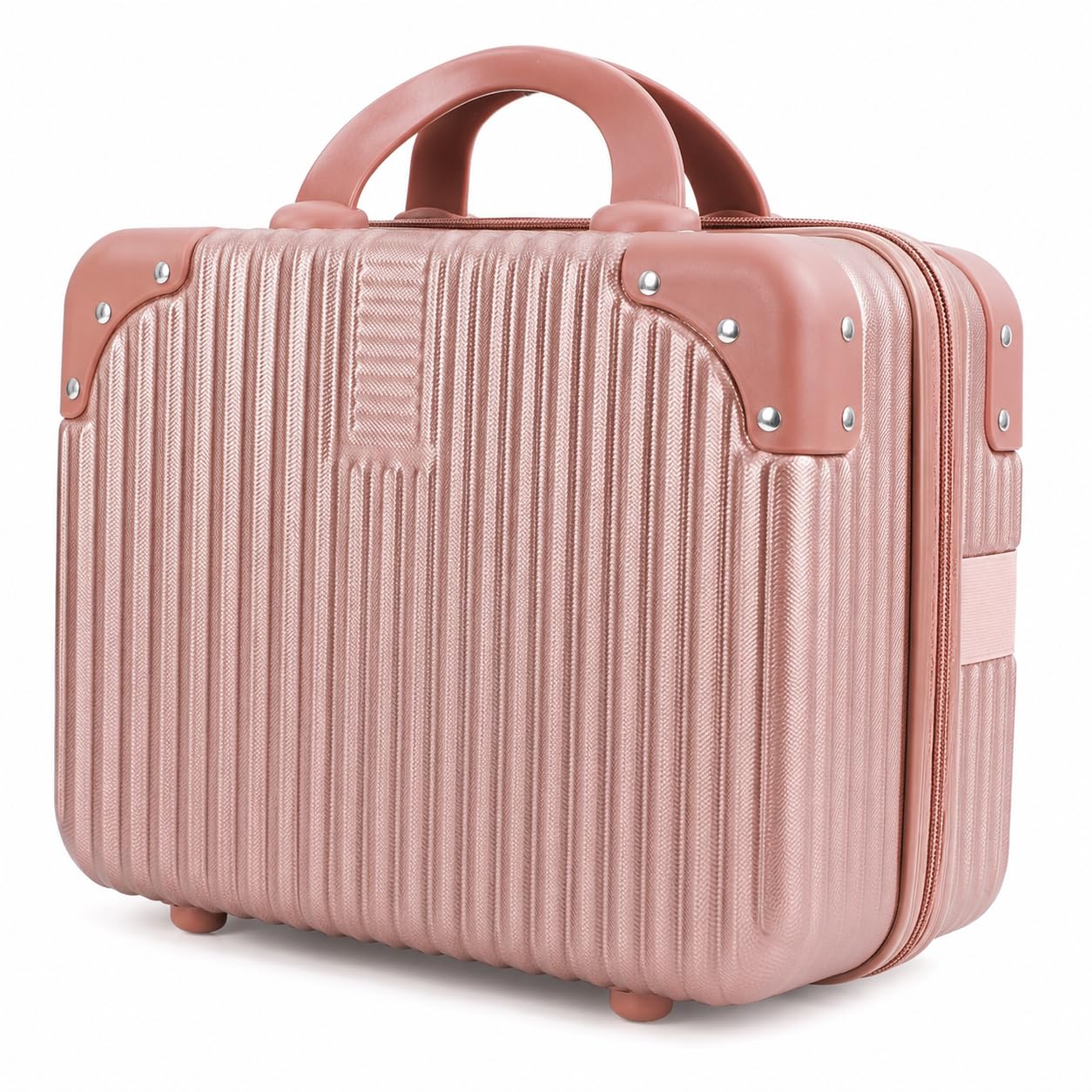 mini travel suitcase hard shell rose pink with top handle
