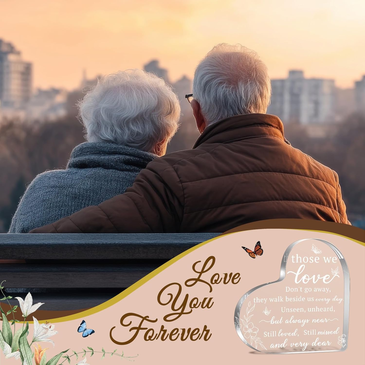 Bereavement Acrylic Heart Sign Gifts, Those We Love Don't Go Away Sign Gifts, Sympathy Gift for Loss of Loved One Remembrance Decor, Acrylic Memorial Gift, Table Decor(white) - Image 5