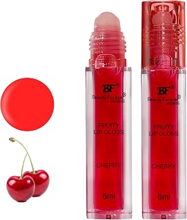 Beauty Forever Fruity Roll on Lip Gloss, Flavoured Lip Gel, Moisturising, Enriched Glossy Finish, Contain Minerals, Hydrating, Suitable for Pout & Volume lips, Available in 4 Flavours, 6ml (Cherry)
