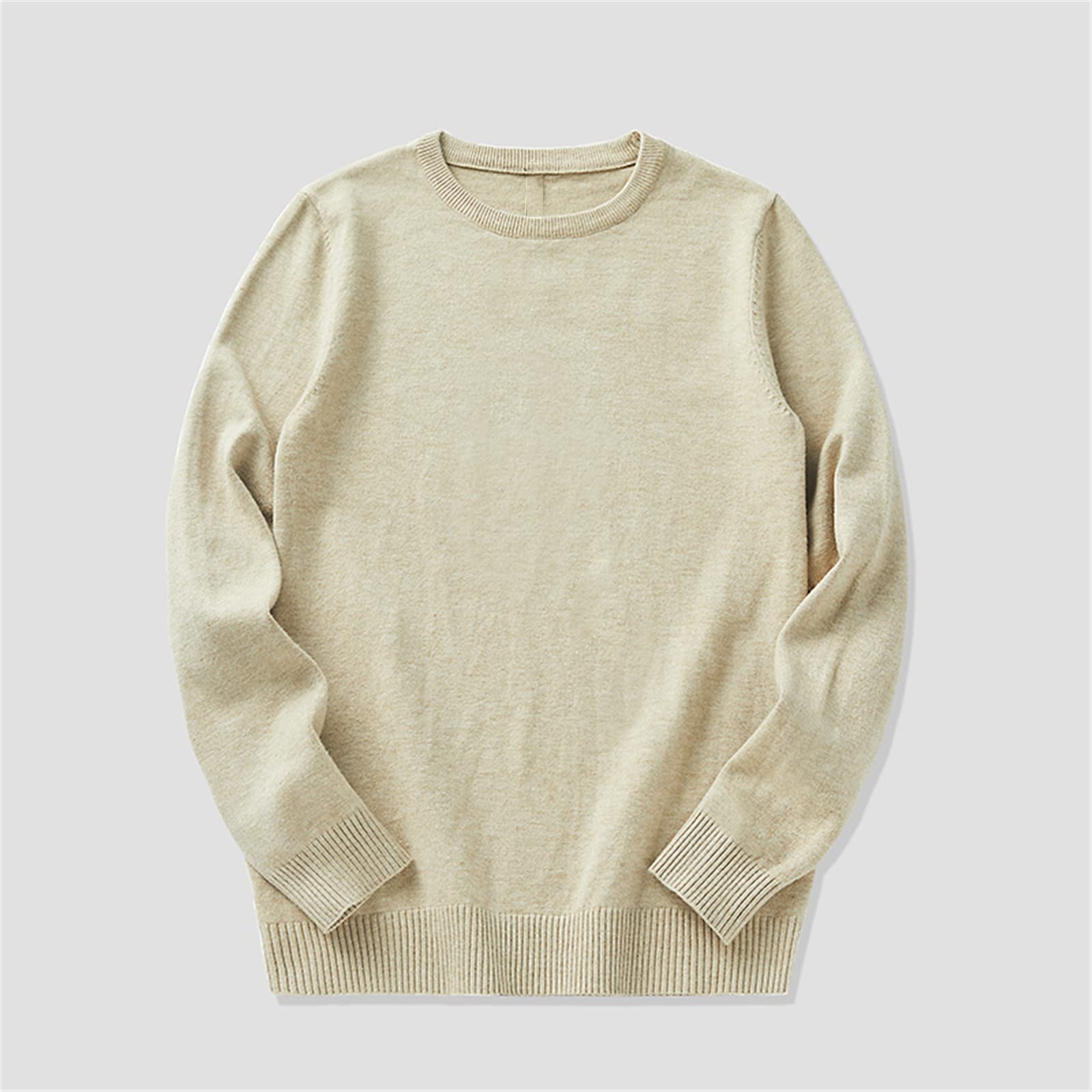 Vogrtcc Suéter de otoño e invierno para hombre, tejido de punto de color sólido para hombre, de manga larga, con cuello en O