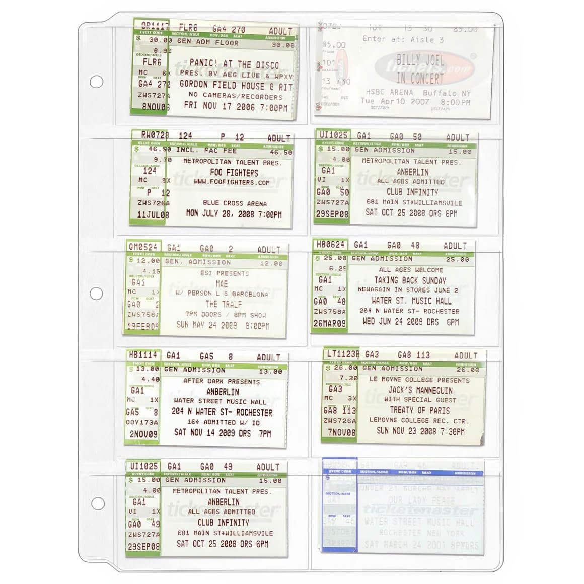 StoreSMART Ticket & Stub Binder Page - 10 Pockets per Page - 20-Pack - VH308-TKT-20