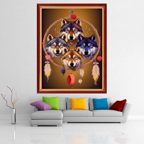 Miniatura 18 de Dimensean Kits de punto de cruz estampados, gama completa de patrones de bordado, kits de iniciación para principiantes, adultos o niños, kits