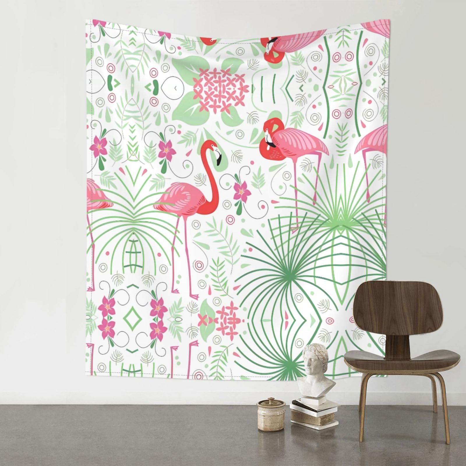 YYHWHJDE Floral Flamingo Botany Prints Wall Tapestry 60x51in - High-Grade Polyester Throw for Dorm Room Decor, Beach Blankets & Home Accent