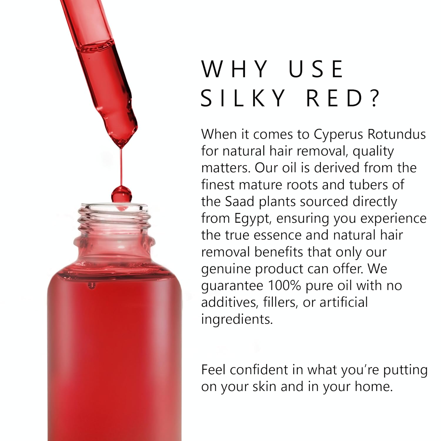 100% Egyptian Cyperus Rotundus All Natural Hair Removal Oil | Pure Red Saad Oil Concentrate | Post-Wax Care | Skin Nourisher | Original Scent | Made in the USA.