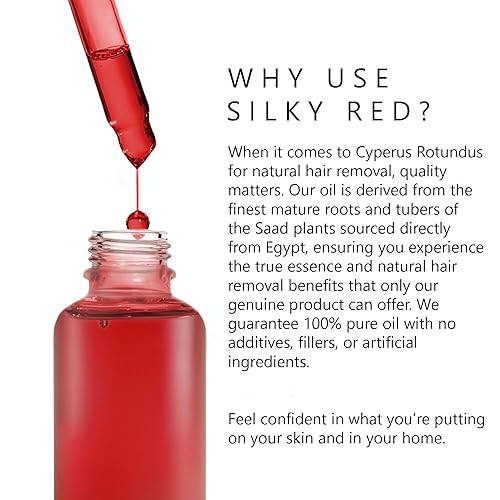 Miniatura 5 de Rojo sedoso de Hadirose  Aceite de Saad rojo 100% puro (Cyperus Rotundus Egipcio) Concentrado  Depilación orgánica totalmente natural  Previene el