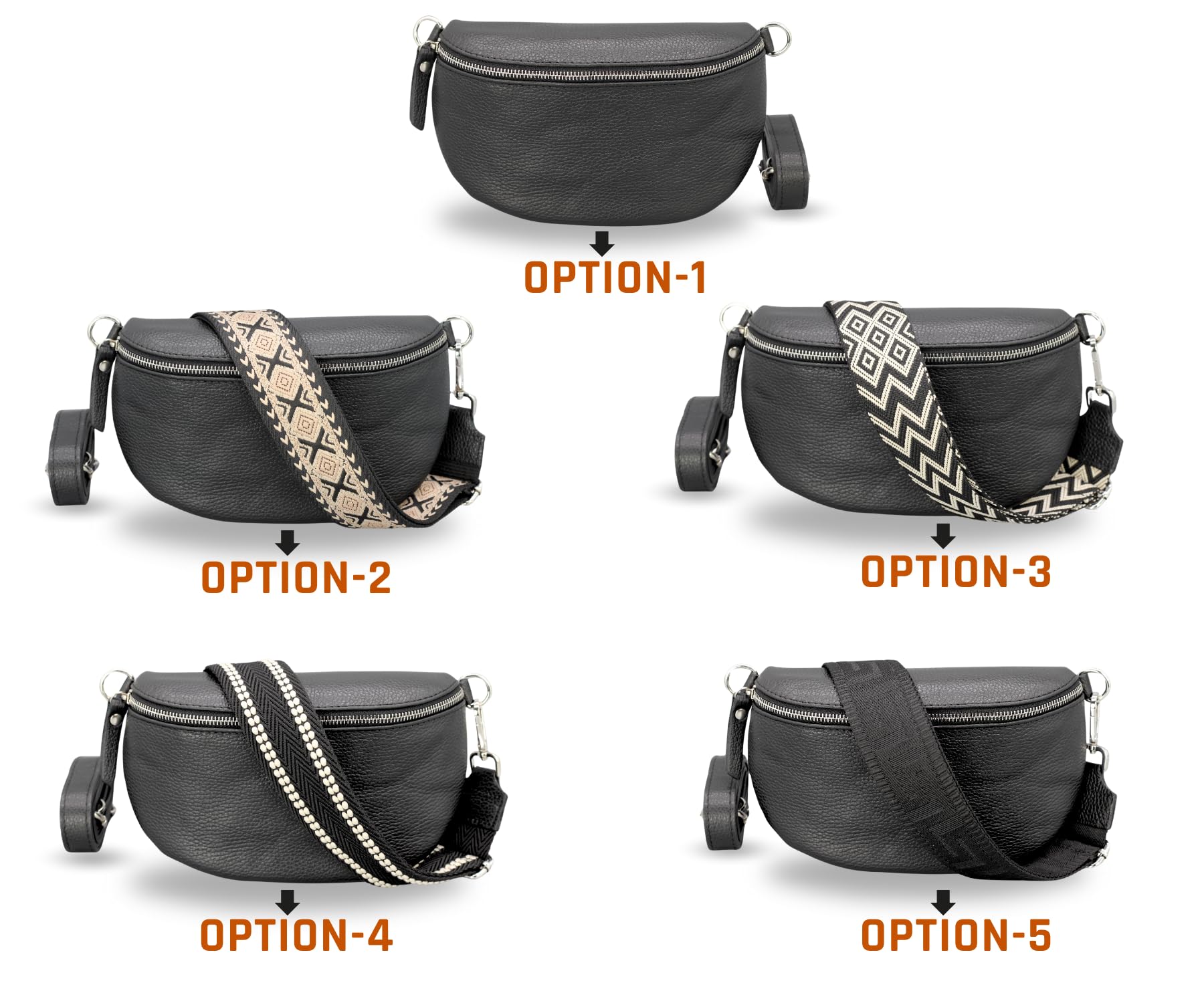 Adel Bags EMMA Silber Bauchtasche Echtleder Handgefertigt Crossbody Bag