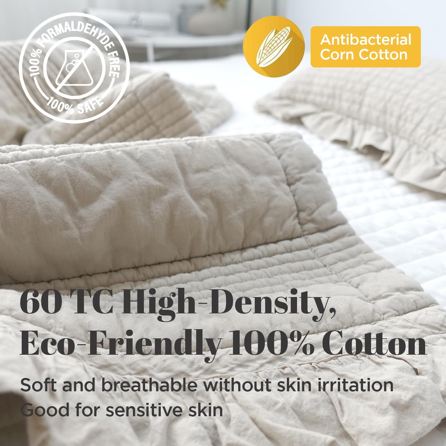 100% Cotton Baby & Toddler Patterned Bed Coverlet and Blanket 39.4"x 51.2"- Made in Korea - Multipurpose, High-Density 60TC, All-Season Use, Eco-Friendly, Skin Safe (Beige)
