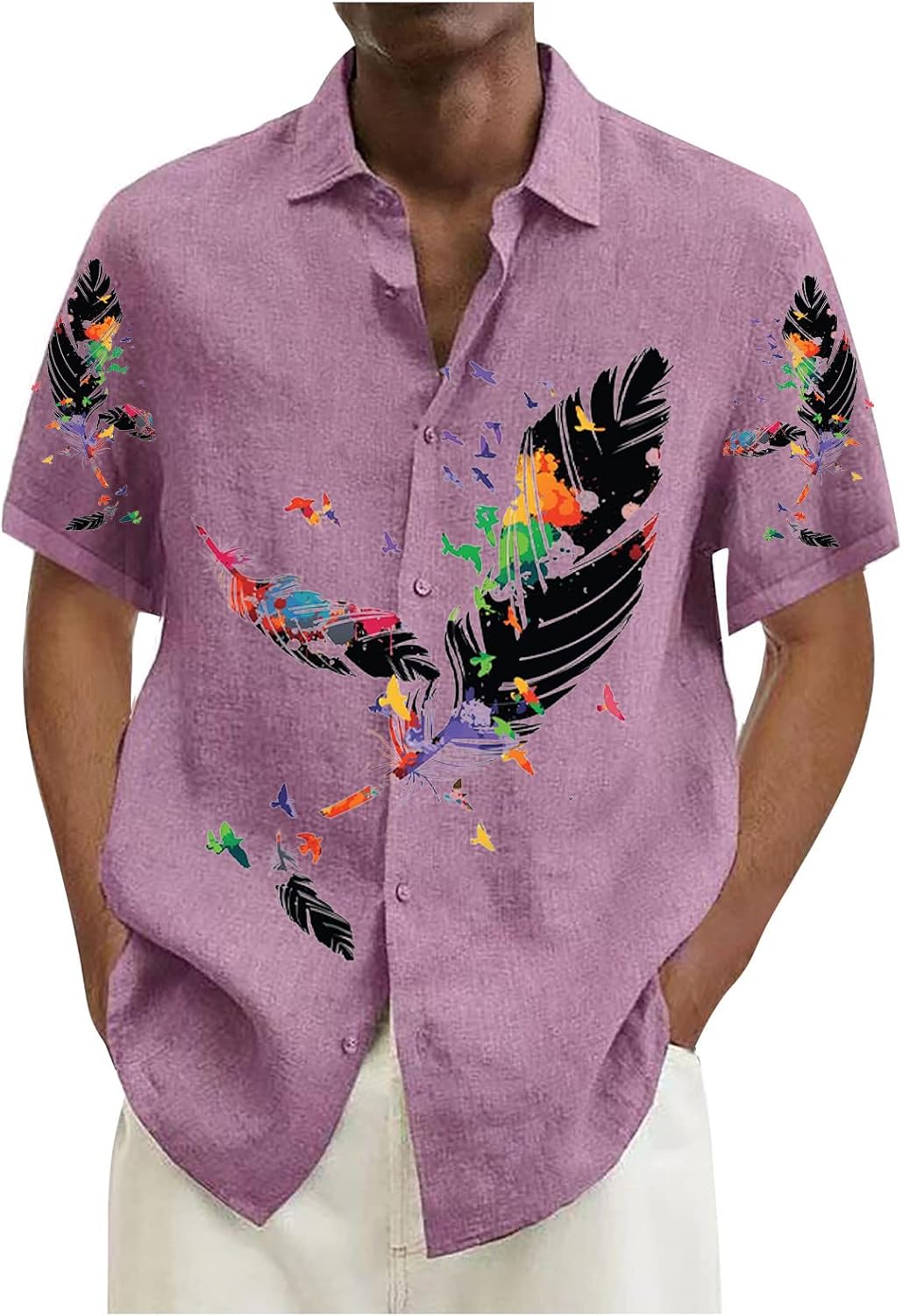 Ymosrh Mens Fashion Short Sleeve Button Down Shirts Casual Summer Shirt Cuban Guayabera Beach Tops, M-4XL