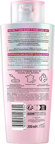 L'Oréal Paris - Routine Cheveux Soin Gloss Brillance Miroir - Pour Cheveux Ternes - Enrichi en Acide Glycolique - Sans Sulfates - Elseve Glycolic Gloss Ultimate - 3 Produits - 8