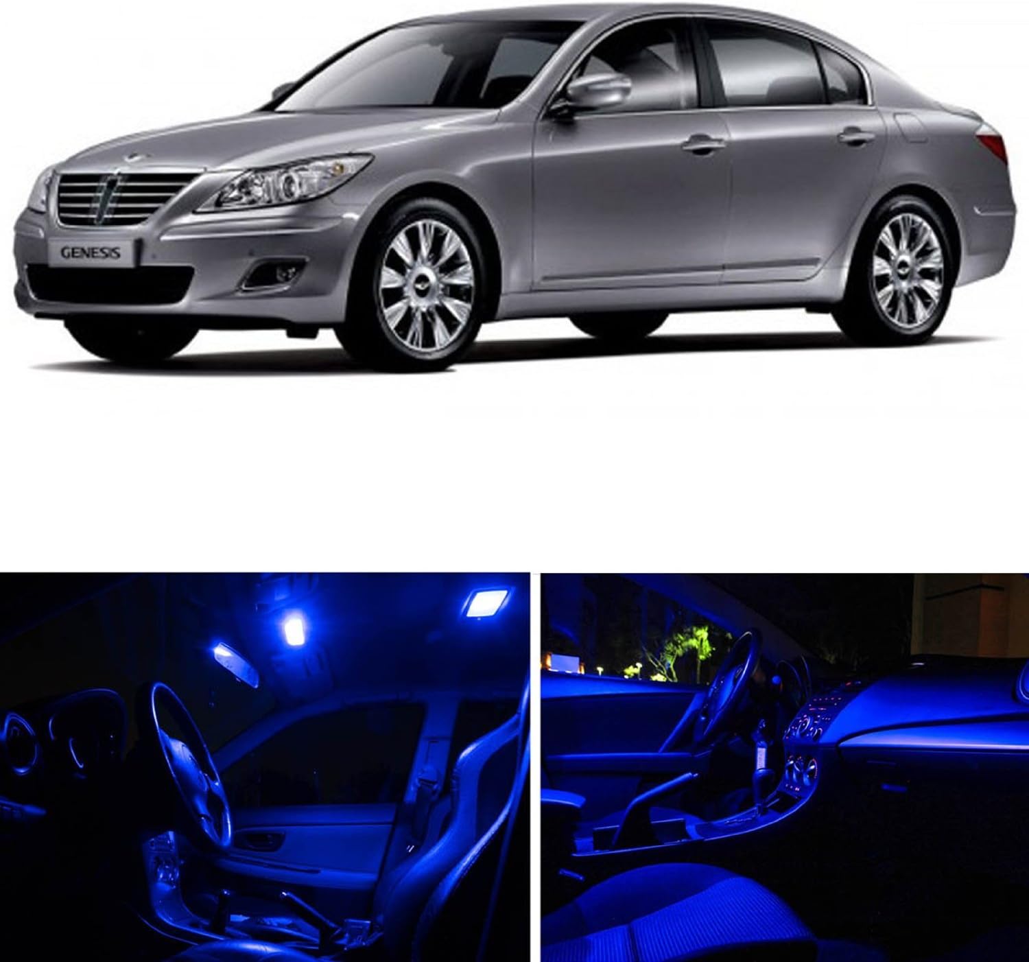 cciyu 14xFull Blue LED Interior Lights Package Kit