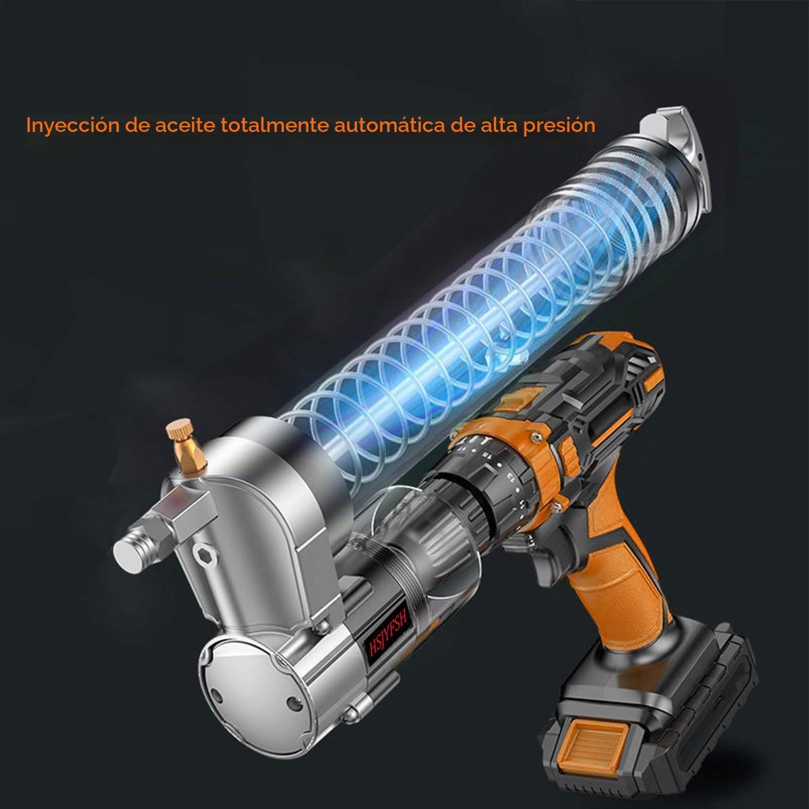 Adaptador de pistola de grasa, convierte herramienta neumática, taladros inalámbricos y controladores de impacto en pistola de grasa eléctrica, cabezal de pistola de conversión universal con acoplador