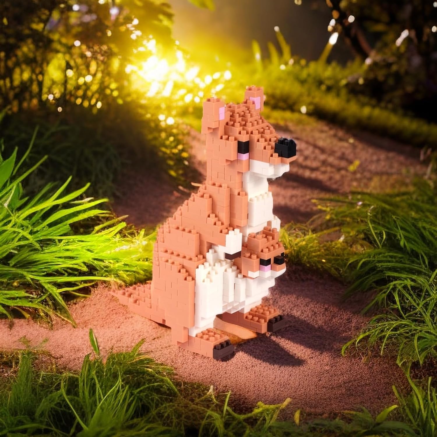 Larcele Animal Series Micro Building Blocks Animal Set, DIY Mini 3D Building Toy Bricks,899 Pieces KLJM-07 (Kangaroo)