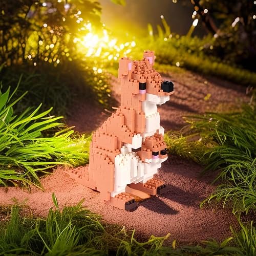 Miniatura 5 de Larcele Conjunto de micro bloques de construcción de animales, mini ladrillos de juguete de construcción 3D, 899 piezas KLJM-07 (canguro)