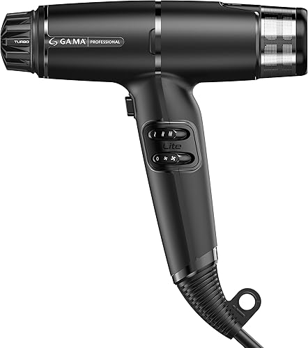 GA.MA iQ LITE Perfetto - Secador de pelo con motor inteligente sin escobillas de 110,000 RPM, filtro doble, tecnología Oxy-Active, color negro