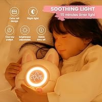 Vista 3 de QANYI Reloj despertador de peluche con luz nocturna, lindos animales de peluche con pantalla LED, luz ajustable, juguetes para niñas de 5 a 12 años