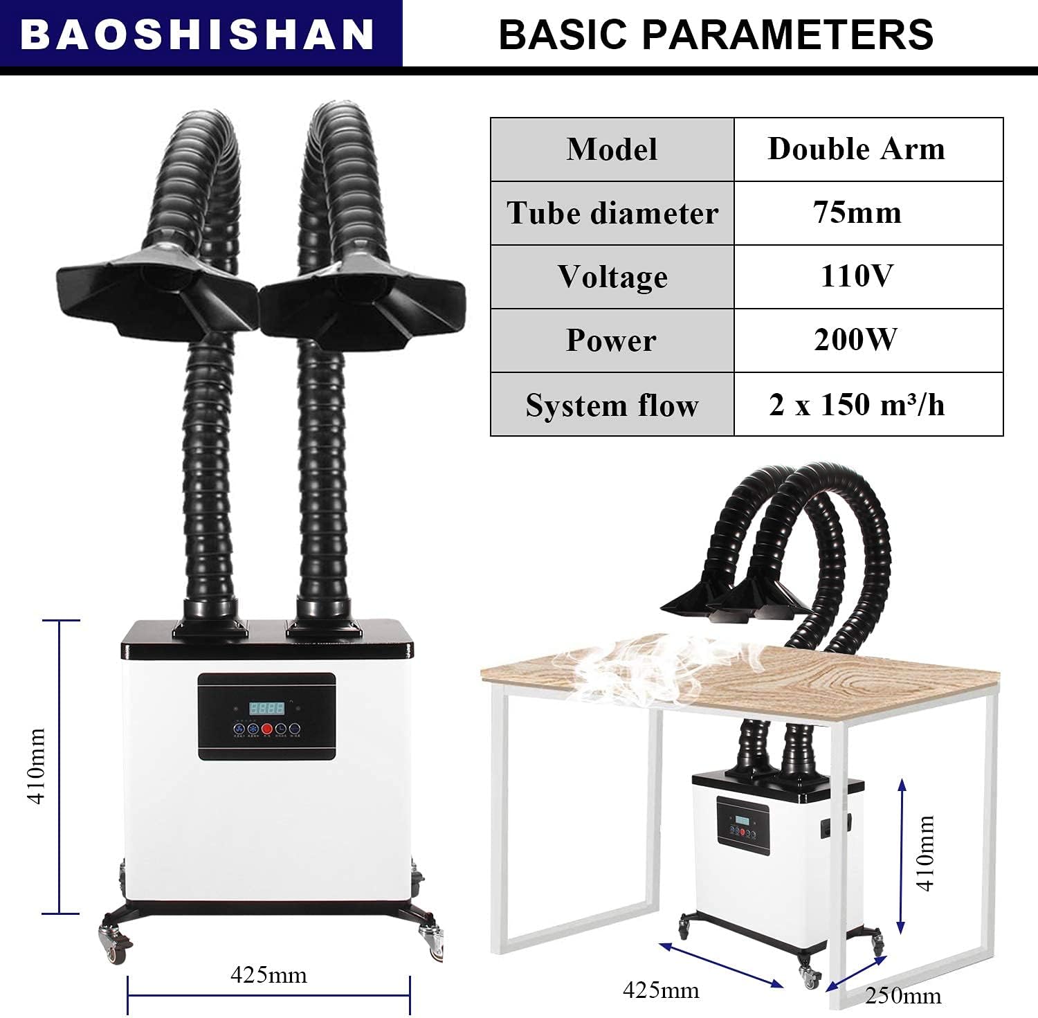 🔥 Hot Deals BAOSHISHAN Digital Soldering Fume Extractor Smoke Absorber Wireless Remote Control and 3 Stage Filter for ESD-Soldering-Station for ESD-Soldering-Station DIY Welding Work 110V US Plug (Double Arm) Limited Stock BAOSHISHAN Digital Soldering Fume Extractor Smoke Absorber Wireless Remote Control and 3 Stage Filter for ESD-Soldering-Station for ESD-Soldering-Station DIY Welding Work 110V US Plug (Double Arm)