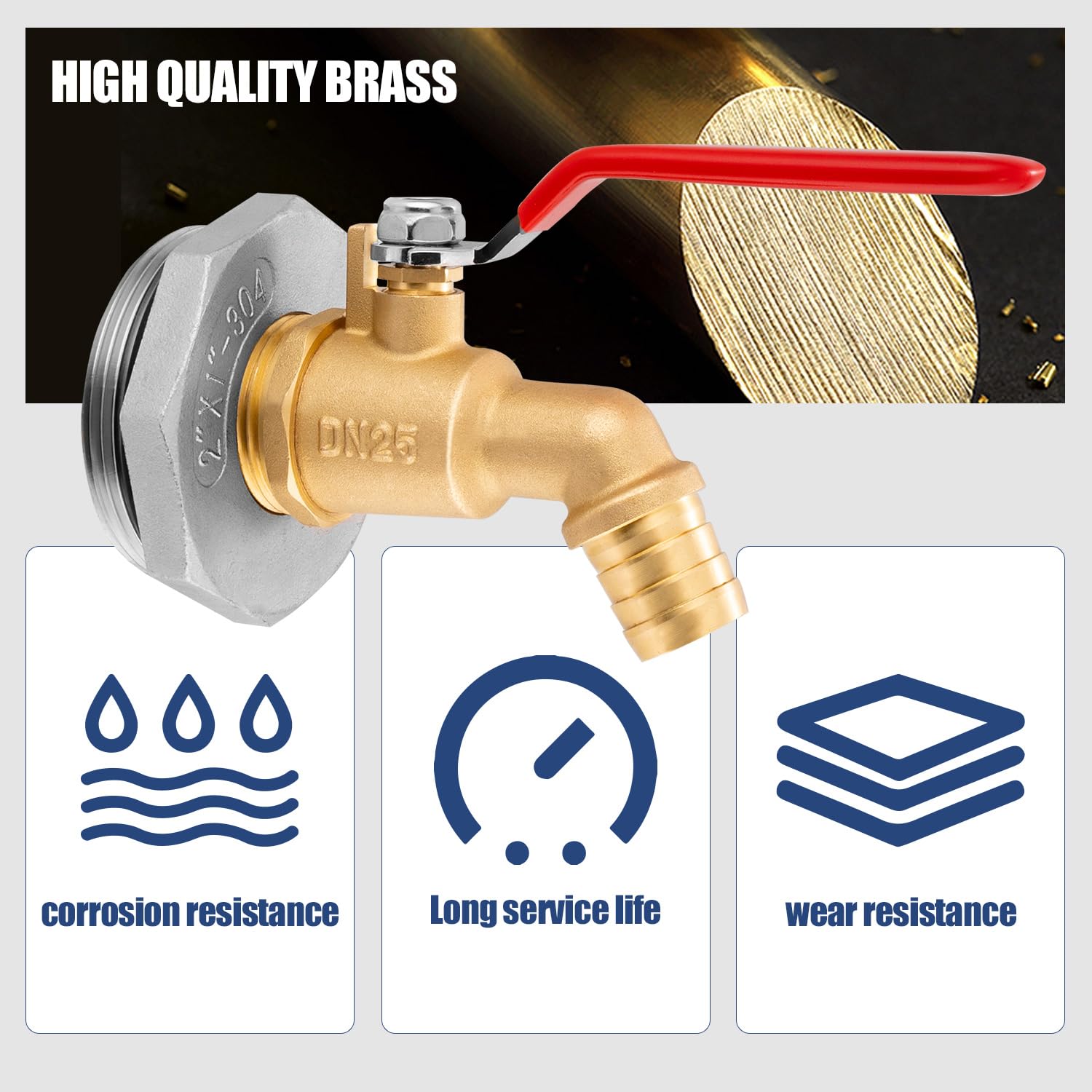 QWORK 2 Drum Faucet Brass Barrel Faucet With EPDM Gasket And 3 4 Outlet For 55 Gallon Drum - View #7