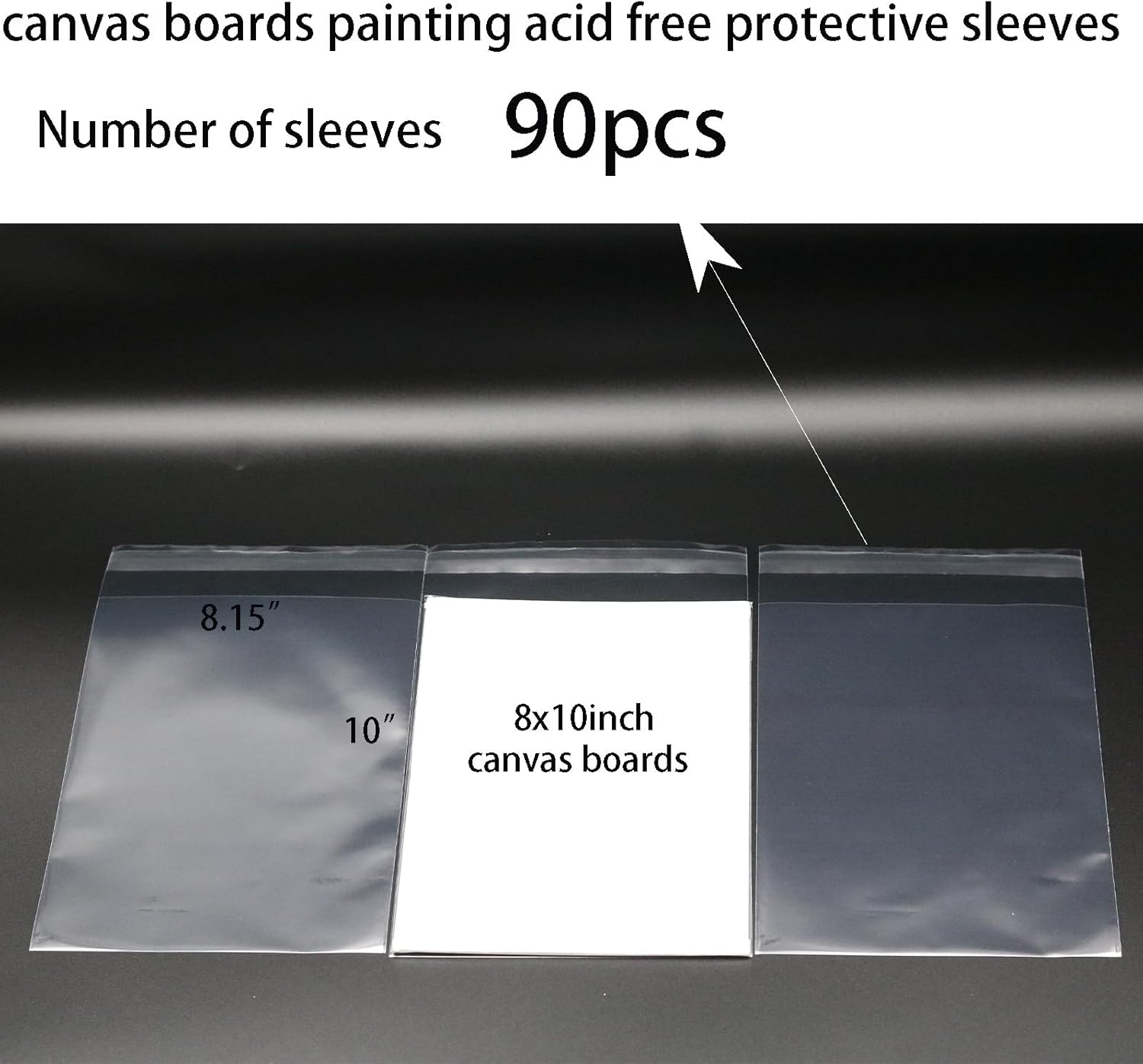 canvas boards painting acid free protective sleeves,protecting art paintings supplies,from dust, scratches,damage,Suitable for art painters to collect and retailers sell (90, 8x10in)