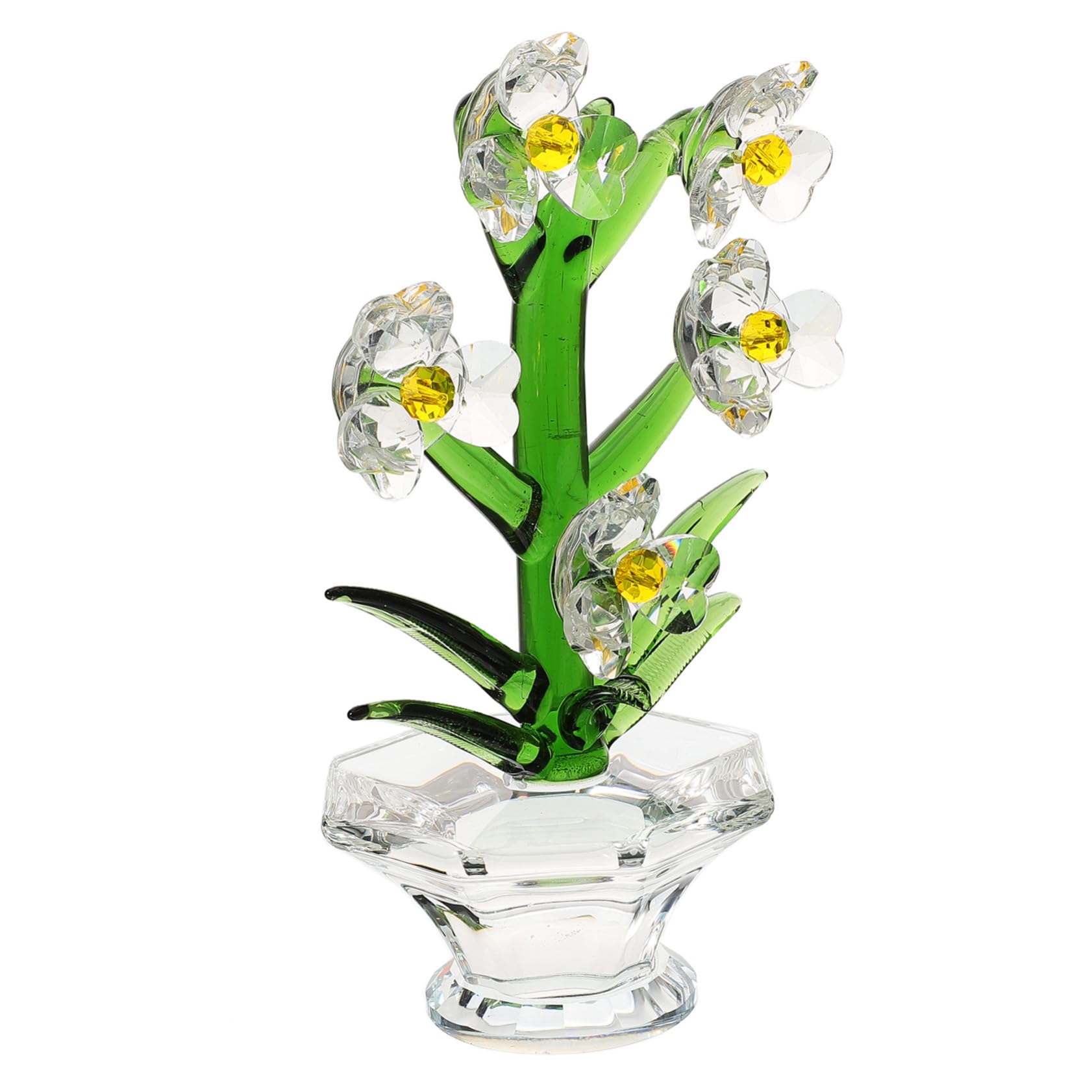 Fleur en cristal blanc sculpture délicate de bonsaï en verre