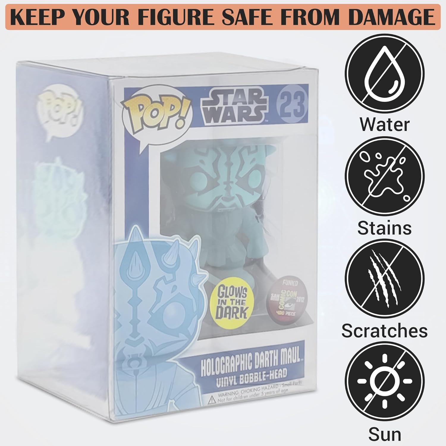 Premium 0.5mm 50 Pack Protective Display Box Compatible with Funko Pops– Crystal Clear PET Plastic Case Fits Standard 4-Inch Vinyl Figures, Scratch-Resistant, Auto-Locking Bottom, Closing Tab(50 Pack)