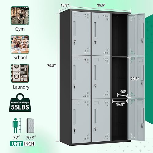 Vista 90 de Letaya Armario de almacenamiento de metal para empleados, armario organizador de acero con cerradura de 1 puerta para trabajo, escuela, gimnasio