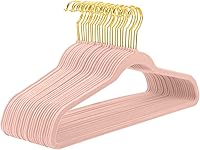 Vista 15 de MIZGI Perchas de Terciopelo Marfil Paquete de 60, Perchas Premium Doradas para Ropa Antideslizantes de Fieltro, Percha Resistente Marfil de Servicio