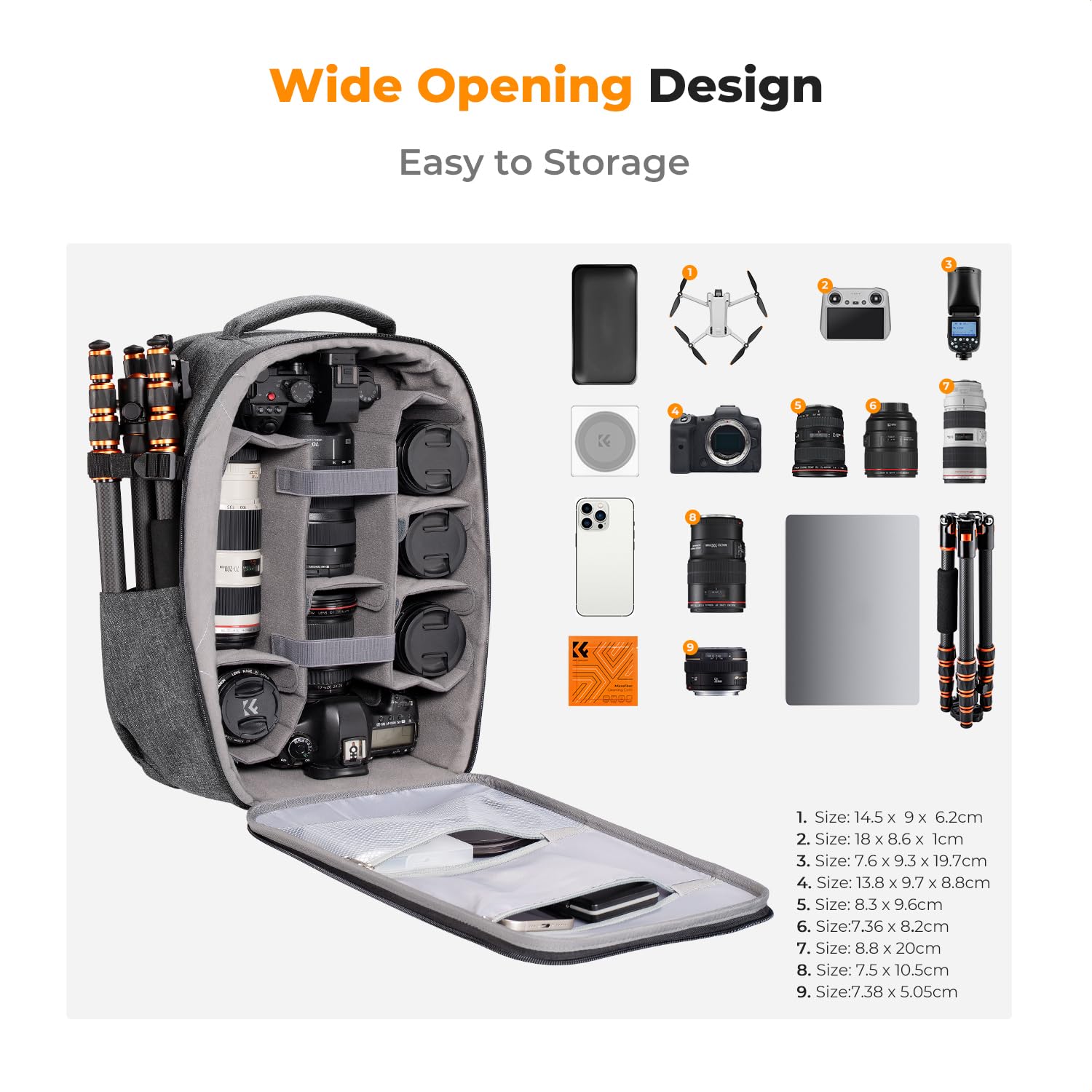 K&F Concept Zaino Fotografico Impermeabile per Laptop 15,6