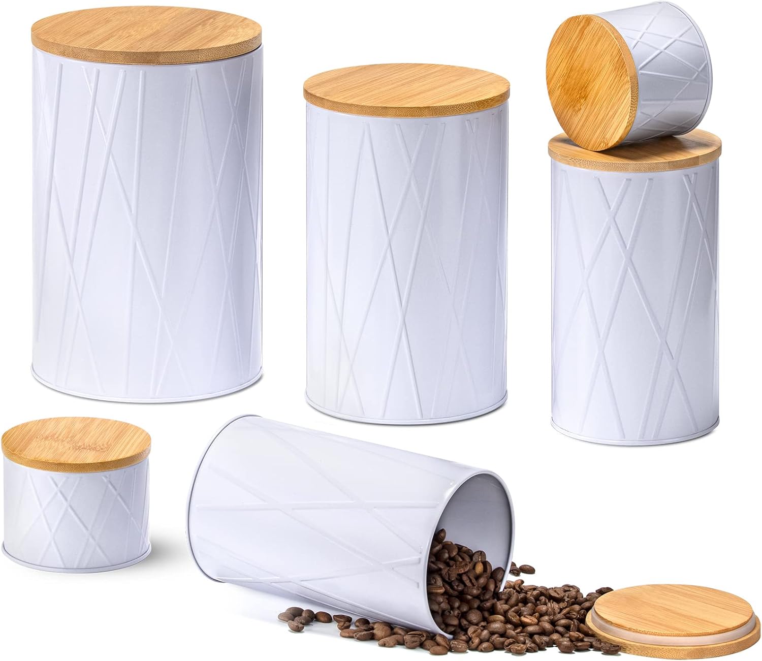 Amazon.com: Weselljars White Canister Sets for Kitchen Counter, Kitchen ...