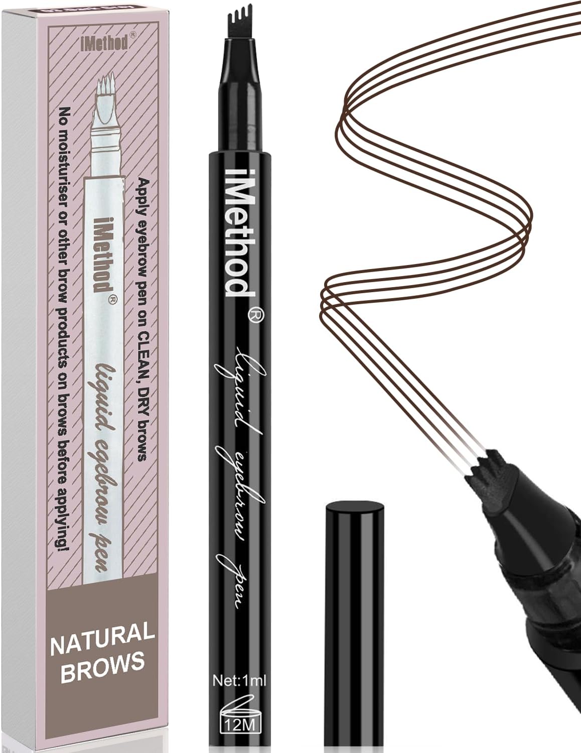 iMethod Eyebrow Pen - iMethod Eyebrow Pencil with a Micro-Fork Tip Applicator Creates Natural Looking Brows Effortlessly and Stays on All Day, Black/Brown