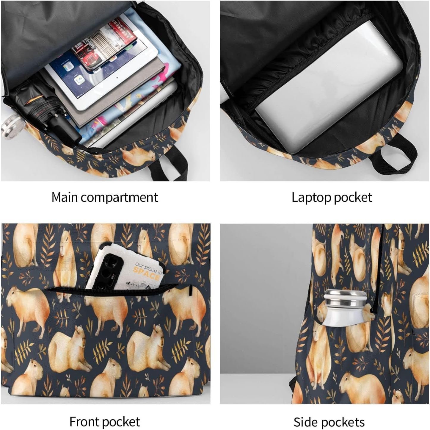 Capybara Backpack Bookbag Laptop Backpacks Multipurpose Daypack for Men Women Travel Hiking - Image 6