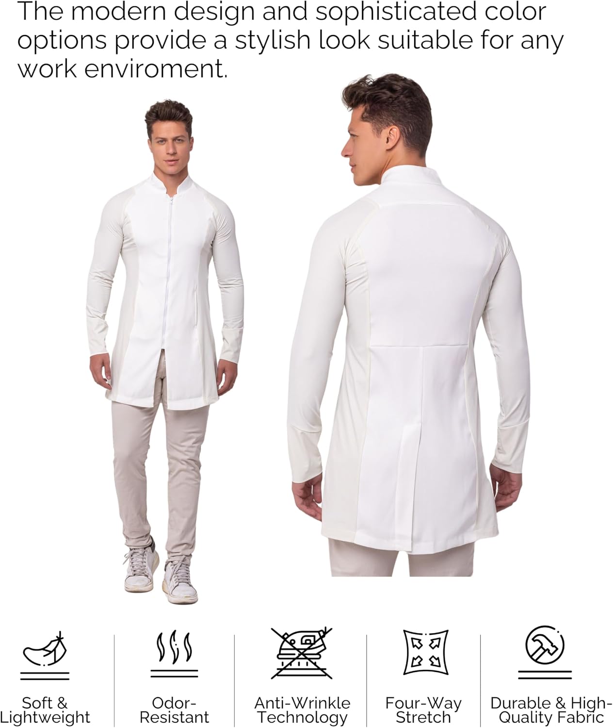 Noah Men's Lab Coat, Professional Medical Wear – Tailored, Breathable & Professional